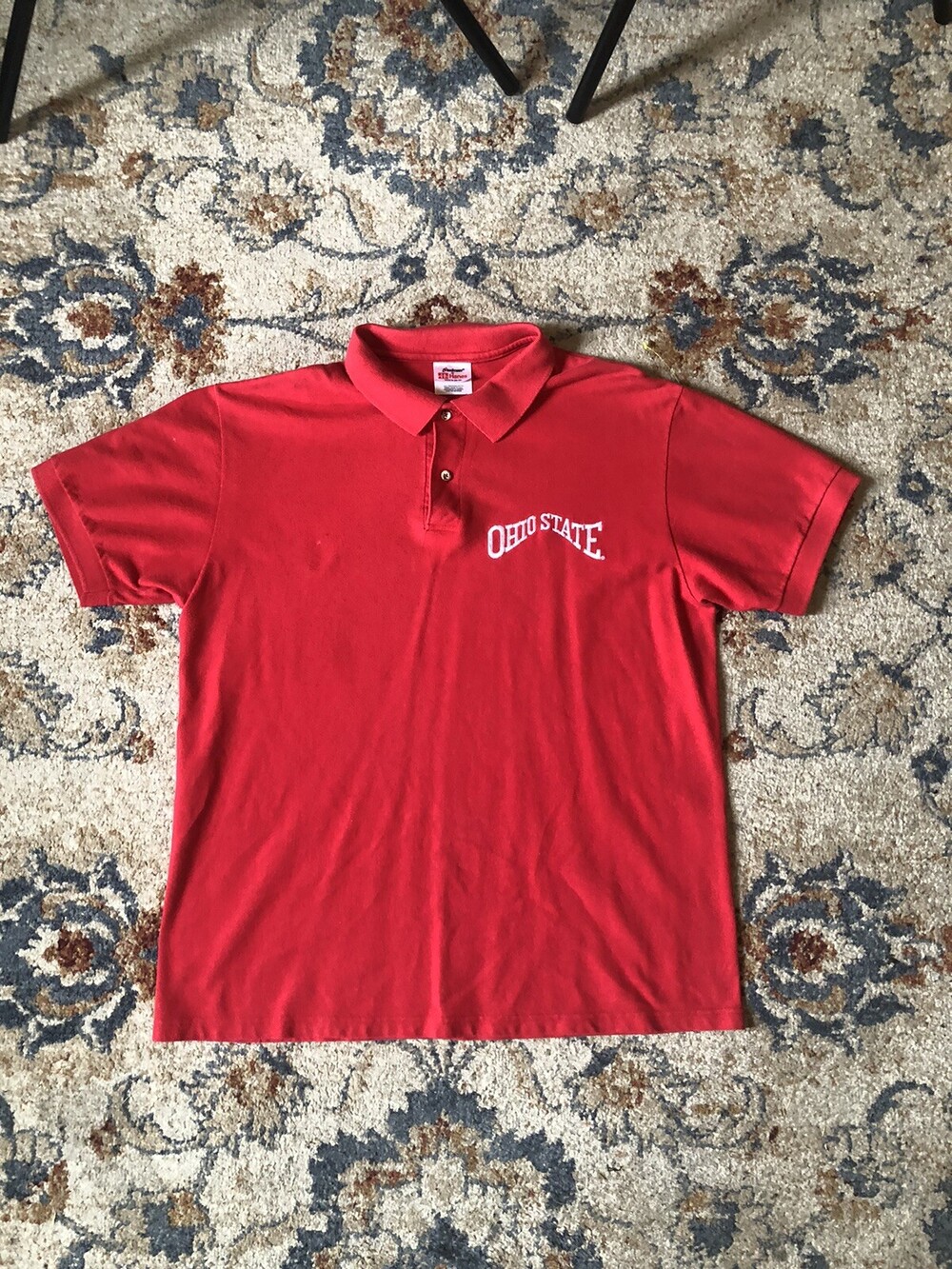 Vintage Ohio State Buckeyes Polo Shirt Adult Medium Red Stedman Hanes NCAA Golf